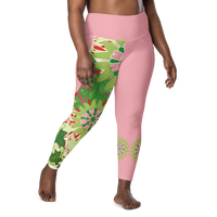 Abstract Ivy Mandala 1908 Leggings with pockets