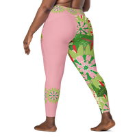 Abstract Ivy Mandala 1908 Leggings with pockets